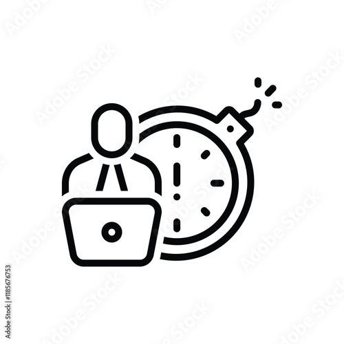 Black line icon for deadline