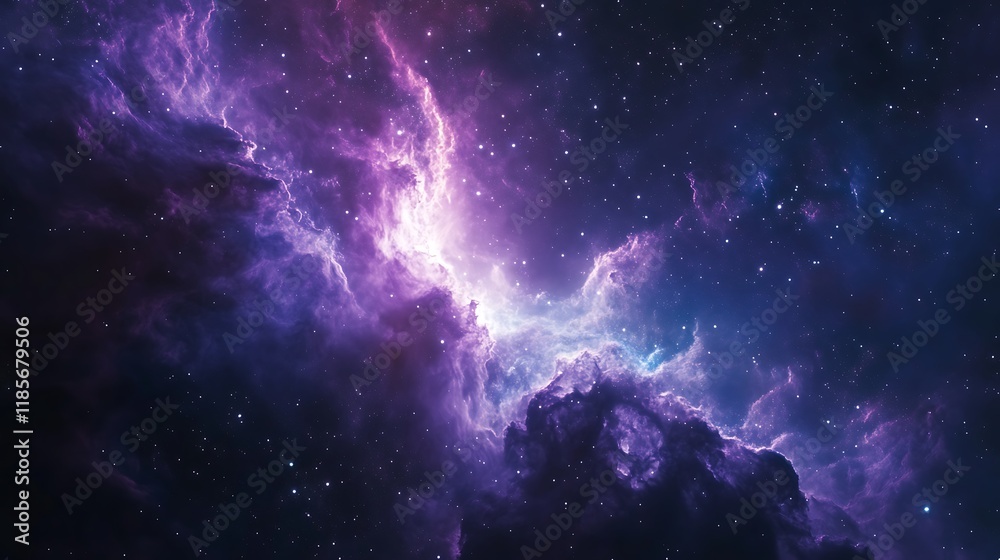 Naklejka premium Nebula glowing softly with surrounding stars