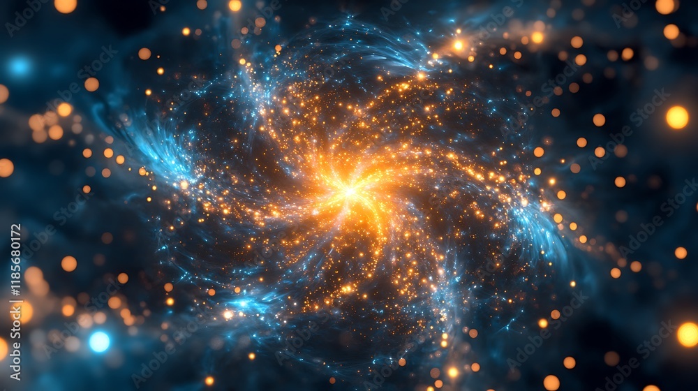 Fototapeta premium Stellar nebula with glowing star patterns