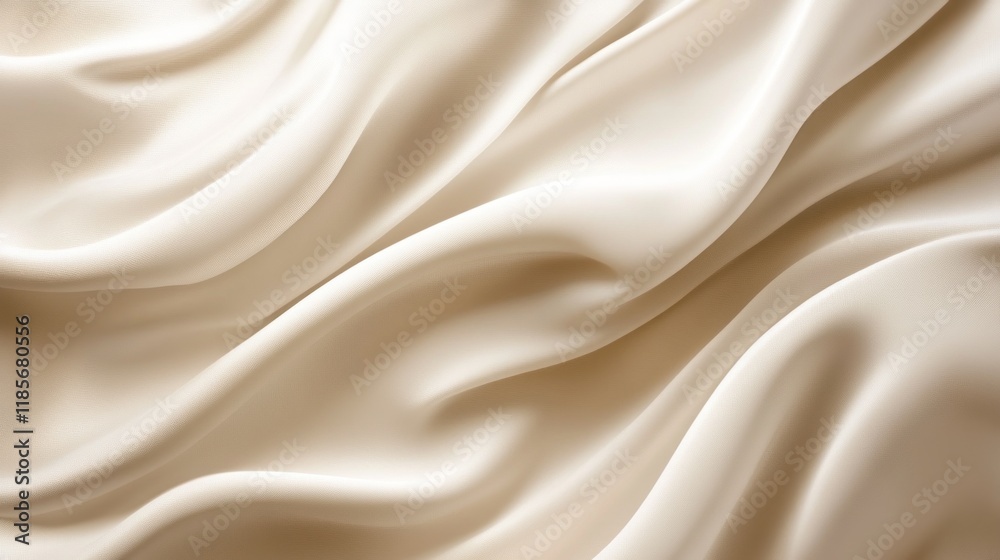 Soft, creamy beige silk fabric with elegant folds and drapes. Soft, creamy beige silk fabric with elegant folds and drapes.