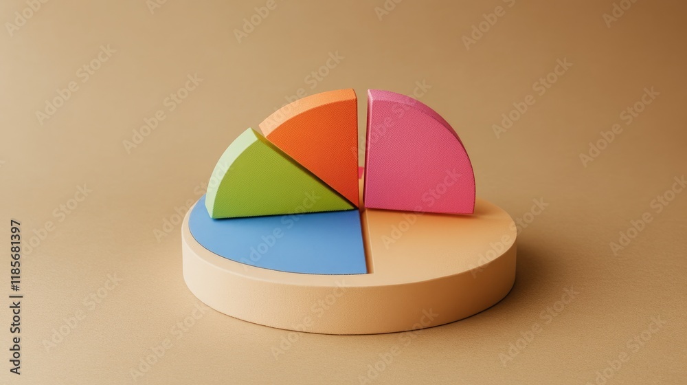 Obraz premium A visually appealing stacked area chart representing stock performance, with varying colors illustrating different segments, on a neutral background.