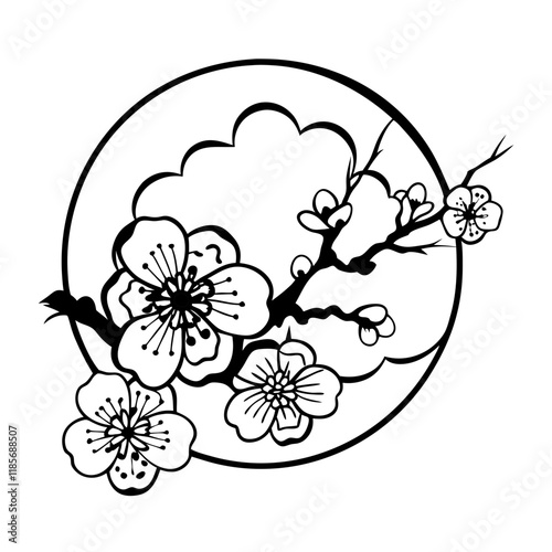 chinese new year plum blossom lunar solid icon