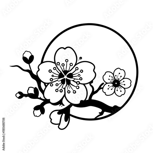 chinese new year plum blossom lunar solid icon