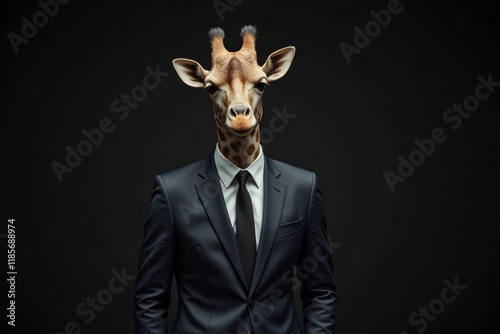 Giraffe Head in a Business Suit Portrait