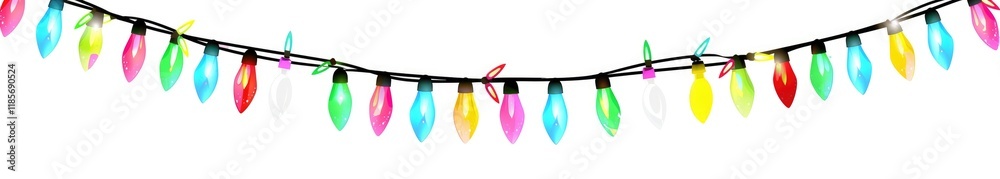 A string of colorful Christmas lights on a white background A string of colorful Christmas lights on a white background