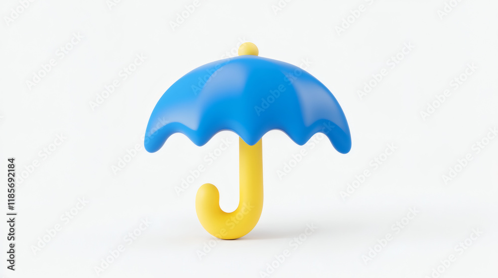 Blue umbrella icon, a simple weather protection symbol in rainy season, insurance safety symbols