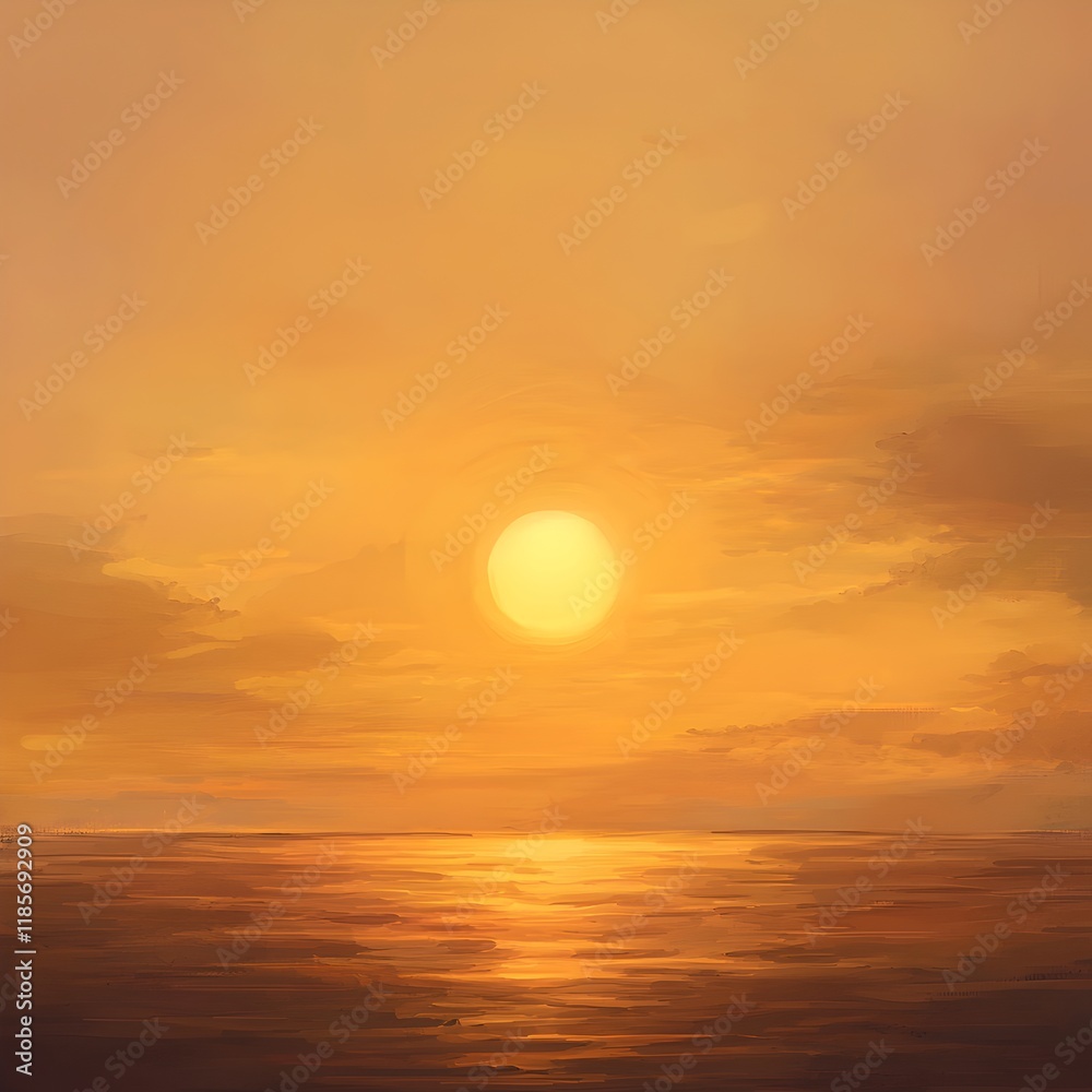 Photo of a Tranquil Sunset with a Glowing Sky