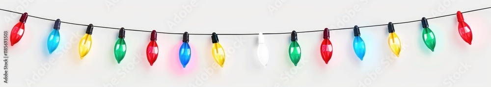 A string of colorful Christmas lights on a white background A string of colorful Christmas lights on a white background