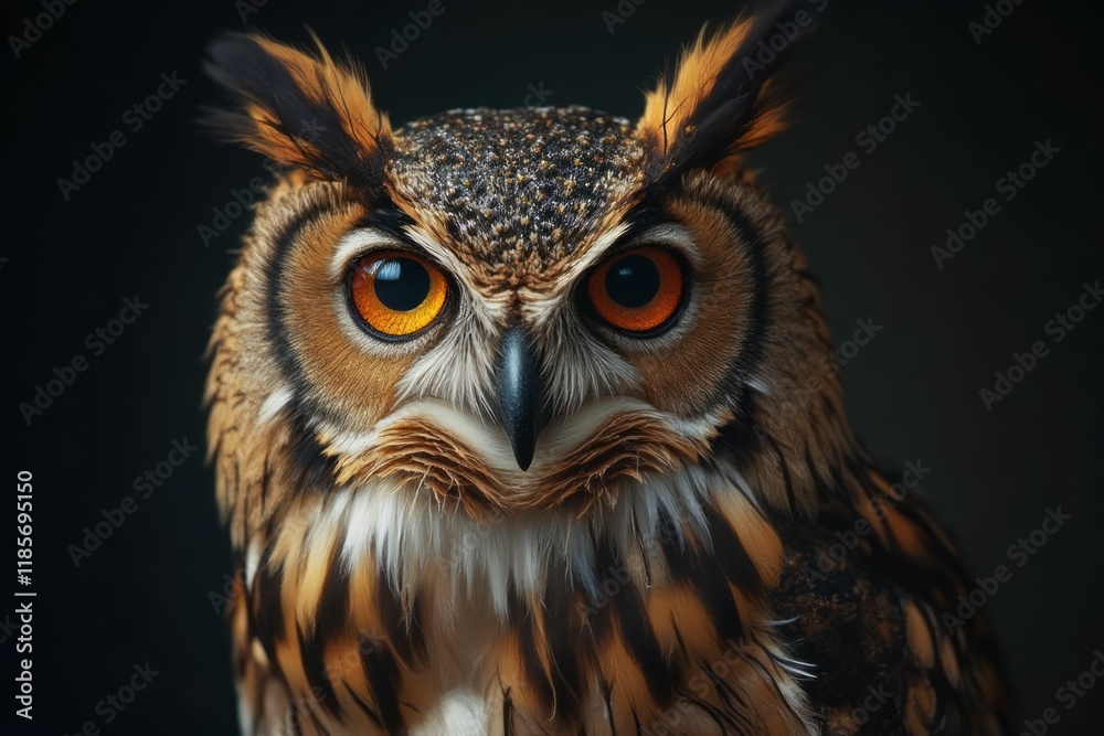Fototapeta premium Majestic Owl Portrait Stunning Orange Eyes