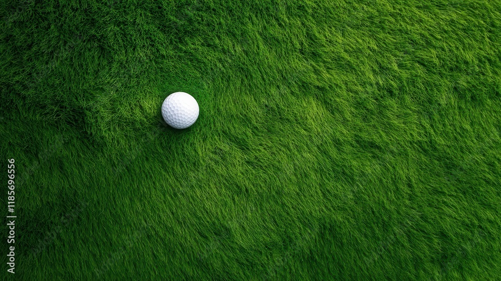 Golf Ball Resting on Vibrant Green Grass Under a Clear Blue Sky, Ready for the Perfect Swing Golf Ball Resting on Vibrant Green Grass Under a Clear Blue Sky, Ready for the Perfect Swing
