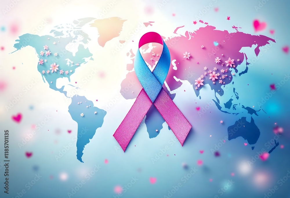 Fototapeta premium Awareness Ribbon Symbolizing Hope and Unity Across the Globe