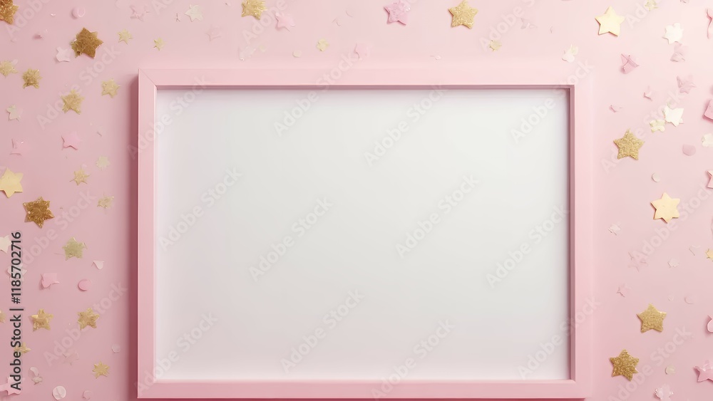 Flat Lay of Pastel Pink Background with Scattered Confetti Forming Festive Frame Minimalist High Resolution Microstock Design Flat Lay of Pastel Pink Background with Scattered Confetti Forming Festive Frame Minimalist High Resolution Microstock Design