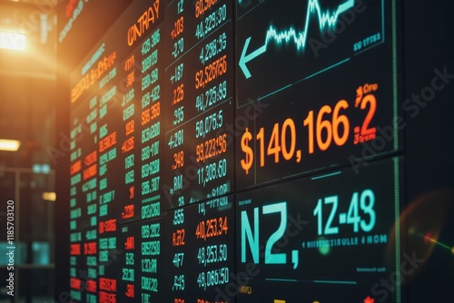 Stock Market Data Displays Financial Numbers And Graphs