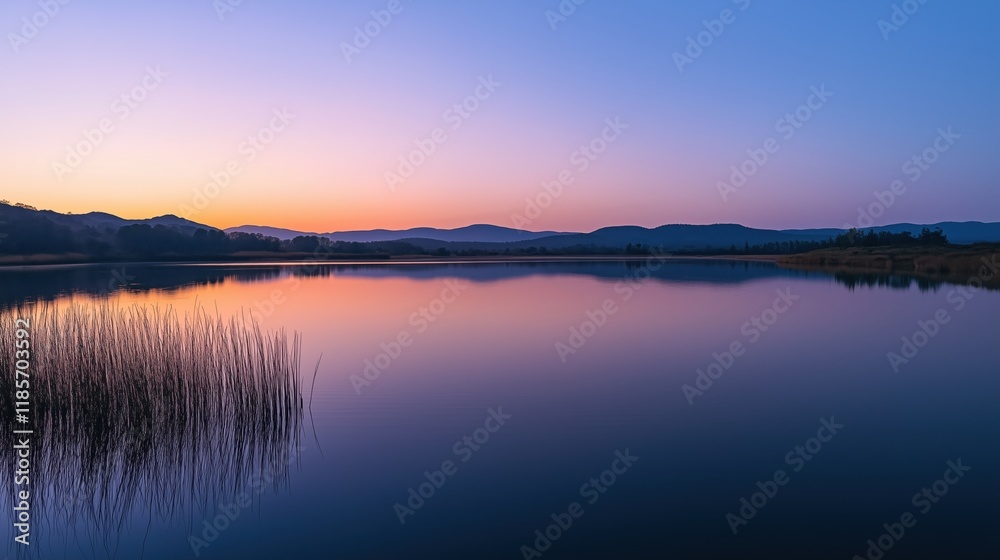 A Large Body of Water With Mountains in the Background - Generative AI A Large Body of Water With Mountains in the Background - Generative AI