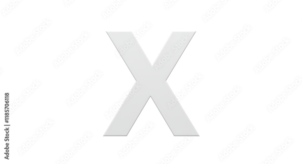 Obraz premium 3D Rendered White Letter X Alphabet Font Symbol Graphic