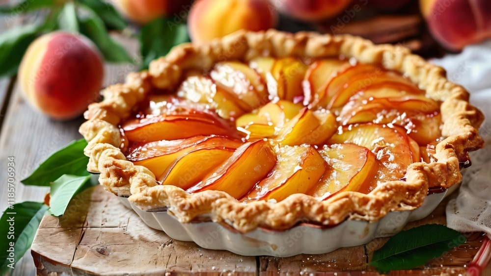Delicious Homemade Peach Pie for National Peach Pie Day or Homemade Pie Day: Sweet and Classic Dessert in a Rustic Style Delicious Homemade Peach Pie for National Peach Pie Day or Homemade Pie Day: Sweet and Classic Dessert in a Rustic Style
