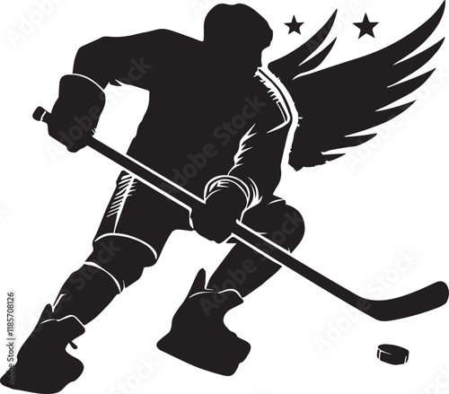 hokey stick game silhouette vector