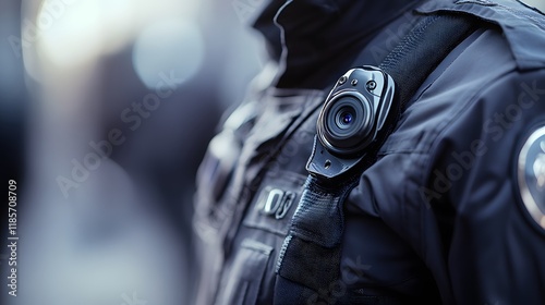Body Camera Worn By Police Officer On Duty
