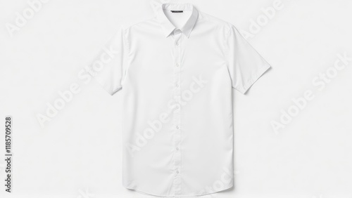 A crisp white short sleeve button down shirt