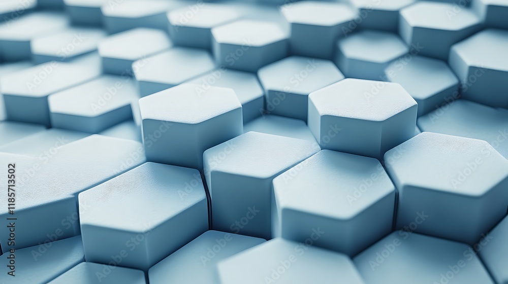 Abstract background of light blue hexagonal shapes, 3D rendering. Abstract background of light blue hexagonal shapes, 3D rendering.