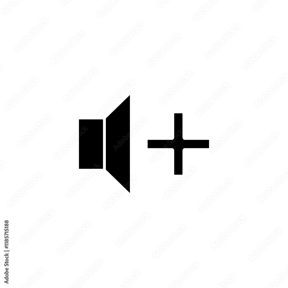 add volume, volume up, audio icon with plus sign, simple flat style, pictogram logo sign symbol vector illustration, isolated on white for mobile app add volume, volume up, audio icon with plus sign, simple flat style, pictogram logo sign symbol vector illustration, isolated on white for mobile app