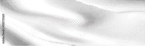 Wavy gradient halftone dots pattern texture background. Vector illustration
