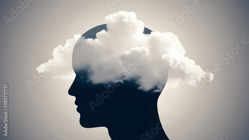 illustration of a head silhouette, a concept of peace searching state of mind  photo