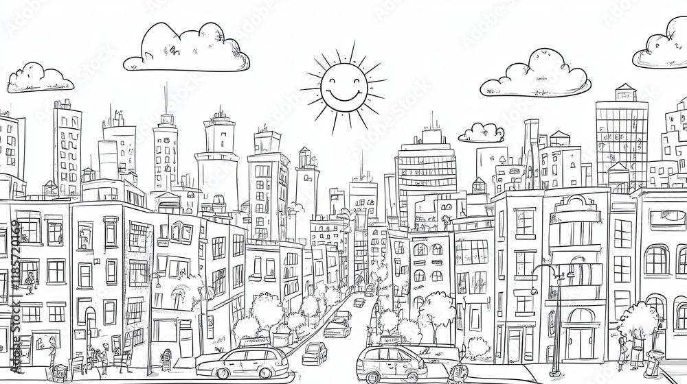Obraz premium City Adventure Coloring Page
