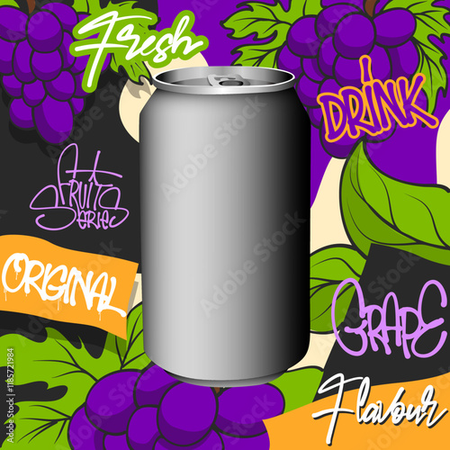 Grape flavored canned drink mockup template