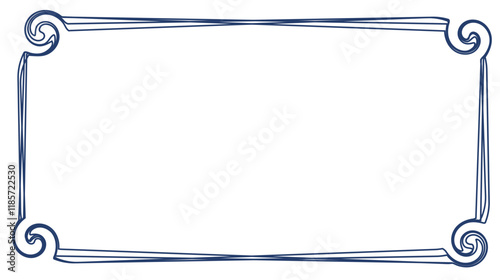 Art Nouveau Inspired Border with Symmetrical Swirl Corners and Clean Lines, Perfect for Framing Documents or Creating Elegant Designs