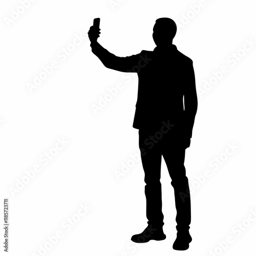 A man is taking a picture of himself with a cell phone. He is wearing a suit and tie