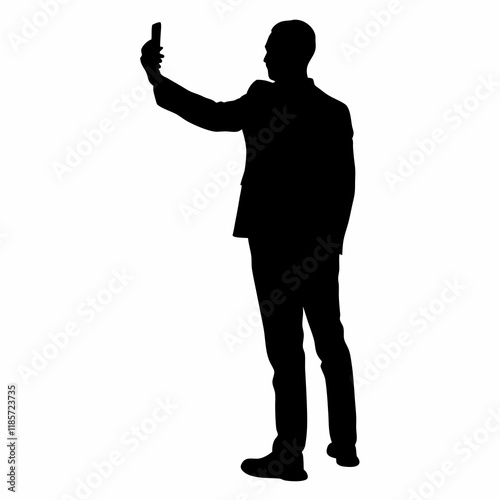 A man is taking a picture of himself with a cell phone. He is wearing a suit and tie