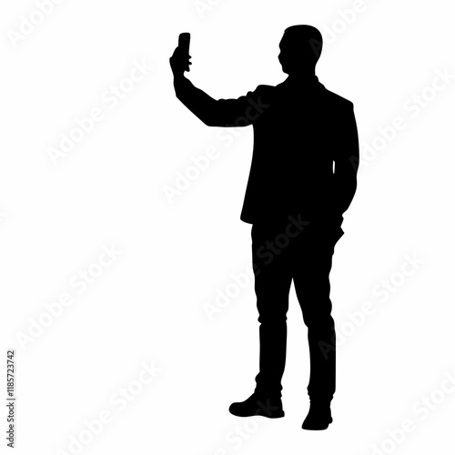 A man is taking a picture of himself with a cell phone. He is wearing a suit and tie
