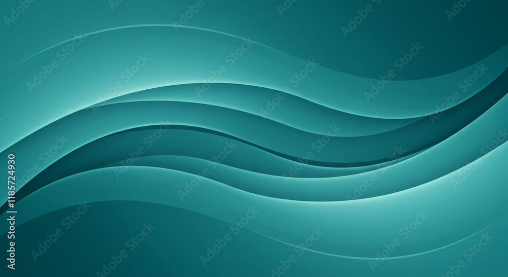 Fototapeta premium Abstract Teal Wave Background Smooth Curves Flowing Design Modern Texture