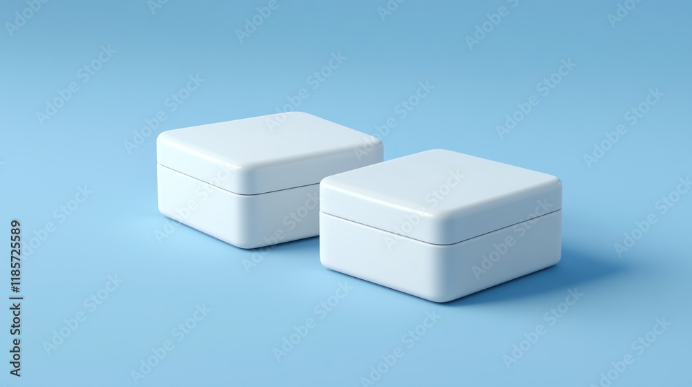 Two blank white square boxes on a light blue background. (1) Two blank white square boxes on a light blue background. (1)