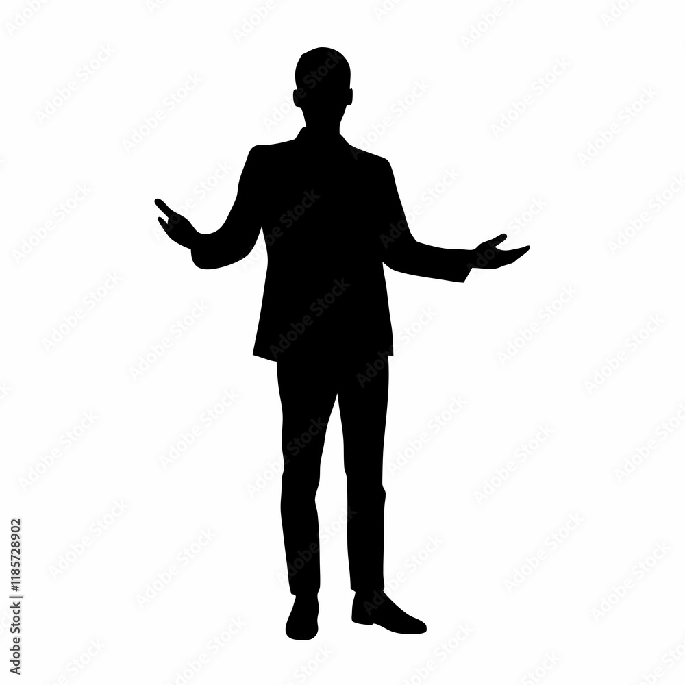 A man in a suit is standing in front of a white background. He is wearing black shoes and a black jacket A man in a suit is standing in front of a white background. He is wearing black shoes and a black jacket