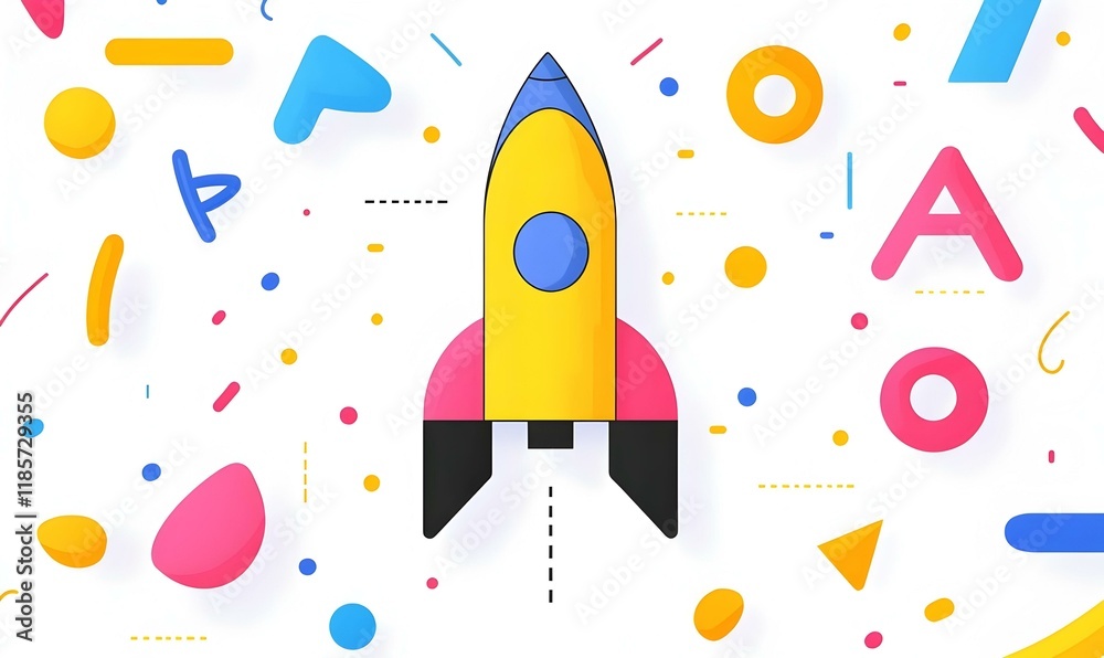 Vibrant Minimalist Rocket Design, an abstract representation featuring bold colors and sleek shapes, evoking a sense of innovation and exploration. Vibrant Minimalist Rocket Design, an abstract representation featuring bold colors and sleek shapes, evoking a sense of innovation and exploration.