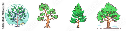 juniper tree vector icon, trees vector illustration - simple illustration of juniper tree perfect for logos, and trees-themed designs. photo