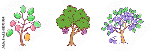 plum tree vector icon, trees vector illustration - simple illustration of plum tree perfect for logos, and trees-themed designs.