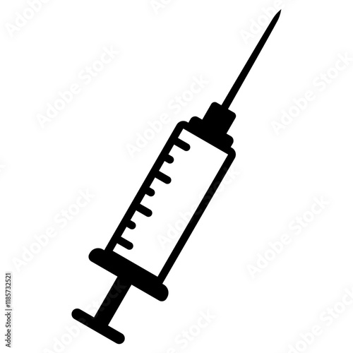 medical syringe icon, simple flat style, pictogram logo sign symbol vector illustration, isolated on white for mobile app
