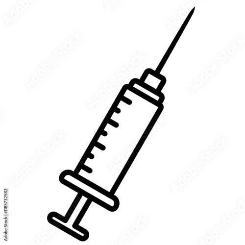 medical syringe icon, simple flat style, pictogram logo sign symbol vector illustration, isolated on white for mobile app