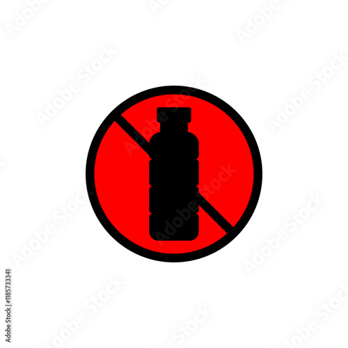 No plastic bottle icon, simple flat style, logo sign symbol vector illustration pictogram, isolated on white for mobile app