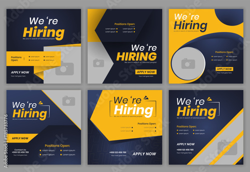 Social media layouts for hiring purposes. We are hiring for job vacancies on social media, and employees want a site banner template. Clean and easy employee hiring social media post banner template.