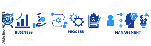 BPM icon set illustration concept with icon of business, process, management
