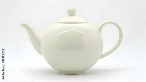 Obraz na płótnie White teapot, studio shot, plain background, for tea preparation, home use. w salonie