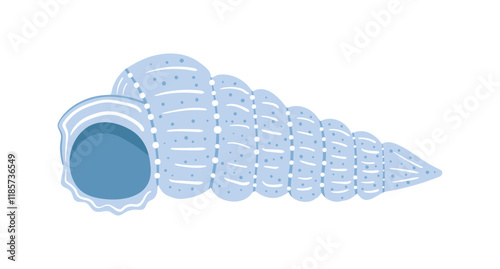 Blue seashell icon on a white background. Vector illustration
