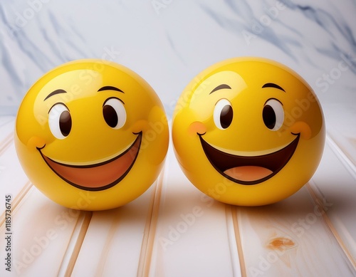 Happy yellow smileys emoji expressing joy and cheerful mood cartoon faces illustration