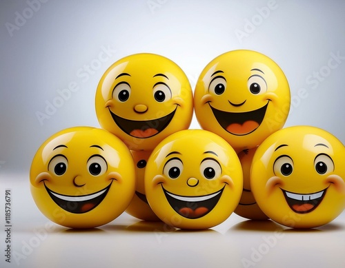 Happy yellow smileys emoji expressing joy and cheerful mood cartoon faces illustration