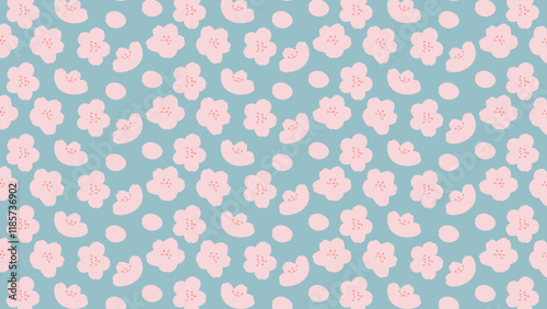Pattern illustration of pink cherry blossoms.