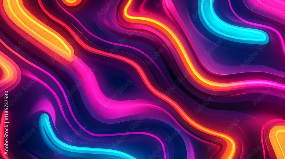 Obraz premium neon wave abstract background - vibrant color palettes